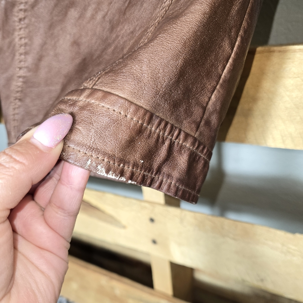 Brown Faux Leather Kids Jacket Size:3T - Picture 6 of 12